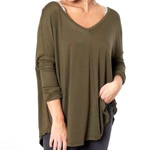 NWT Free People Moonshine Tunic Top, sz XS, Army green